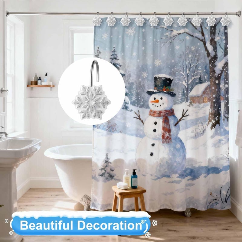 VinTS 12PCS Sliver Snowflake Shower Curtain Hooks,Christmas Shower Curtain Hooks, Sliver Snowflake Winter Decoration for Christmas Bathroom Living Room - Image 2